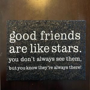 Black glittery friends canvas sign
